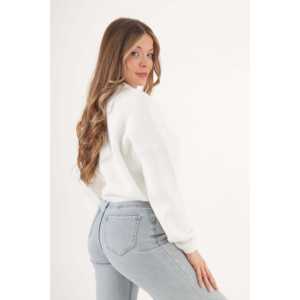 Suéter Básico Blanco con Cuello Redondo para Mujer - Suéter Básico Blanco con Cuello Redondo al por Mayor - Product Image 2