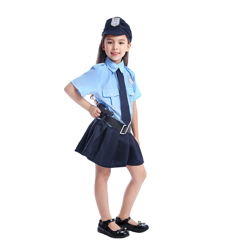 KIDIN Police Officer Costume For Girls - Cop Dress Up Set With Handcuffs & Walkie-Talkie - View #7