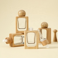 Flacon compte-gouttes de luxe 30 ml à épaule plate et fond épais pour crème contour des yeux, emballage cosmétique en verre carré avec logo et boîte personnalisés