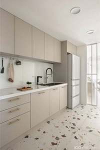 Gabinetes Personalizados de Estilo Fresco en Tonos Fríos, Licuadora Integrada, Almacenamiento Completo en Gabinetes, Gabinetes Abiertos, para Apartamentos Comerciales Grandes - Product Image 3