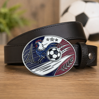 Listo para enviar: Hebilla de cinturón de aleación de zinc con temática de Copa de Fútbol, soporte para cerveza, hebilla metálica, diseños al por mayor para regalos de aficionados a la fiesta de fútbol, a granel