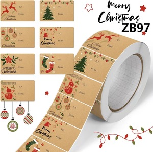 Étiquette autocollante de nom de Noël ODM/OEM en papier kraft, étiquette d'emballage express de Noël - Product Image 1