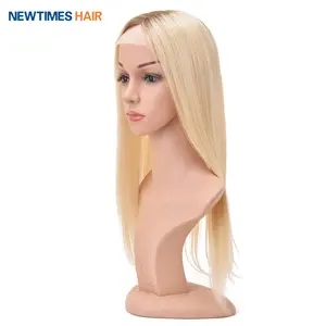Custom Ombre Blonde Long Hair Silk Top Base Combs Lace Front Wig Vendors Human Hair Topper Closures