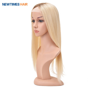 Nouvelle <span class=keywords><strong>perruque</strong></span> NewTimes Ombre Blonde en cheveux humains <span class=keywords><strong>avec</strong></span> base en soie, fermeture frontale en dentelle, style vague indienne, modèle vierge, numéro de référence Toupee - Product Image 2