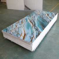 Nouvelle conception de feuille de marbre en impression 3D UV, épaisseur de 3 mm, feuille de marbre en PVC de 4x8 pieds pour la décoration murale intérieure