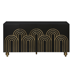 Credenza Moderna Scanalata con 4 Ante, Mobile Contenitore con Ripiani Regolabili e Design Curvo - Product Image 6