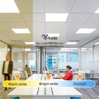 Panneau LED intelligent ultra-fin en aluminium 2x2FT 60x60 40W, lumière naturelle, dimmable, encastré au plafond, ciel bleu, nuages blancs, moderne