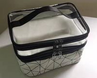Sac de maquillage multifonctionnel à deux étages Boîte à cosmétiques à main en forme de diamant