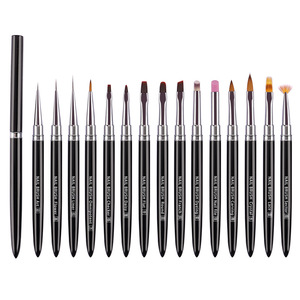 <span class=keywords><strong>Faria</strong></span> Logo personnalisé noir métal ongles conceptions brosse peinture UV Gel Liner brosse à ongles acrylique brosses d'extension des ongles - Product Image 1