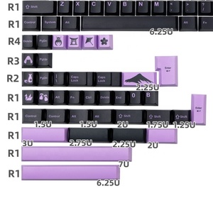 GMK-teclas de perfil de cereza para <span class=keywords><strong>teclado</strong></span> mecánico, color negro, <span class=keywords><strong>lila</strong></span>, 140 teclas, PBT, sublimación, para interruptor MX, gran oferta - Product Image 4