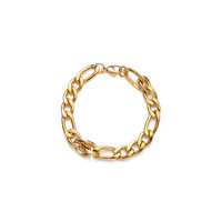 Bracelet chaîne Figaro pour homme en acier inoxydable, or et argent, fermoir mousqueton, vente en gros, personnalisable