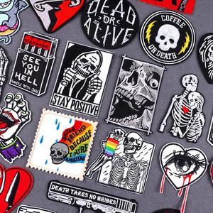 En gros, patchs thermocollants brodés motif crâne punk d'horreur pour vêtements, appliques personnalisées DIY, badges thermocollants pour jeans - Product Image 1