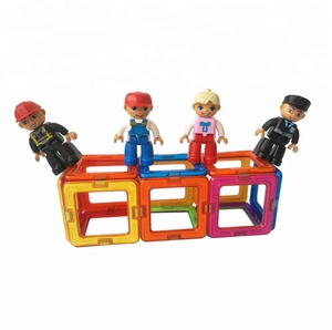 Magplayer 4pcs blocs de construction magnétiques tuiles petites pièces figurines magnétiques ensemble petits hommes avec aimants extra puissants - Product Image 1