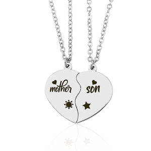 Juego <span class=keywords><strong>de</strong></span> 2 Collares <span class=keywords><strong>de</strong></span> Acero Inoxidable con Colgante <span class=keywords><strong>de</strong></span> Sol y Luna, Corazón y Rompecabezas, Regalo <span class=keywords><strong>de</strong></span> Joyería para Mamá, Hija o Hijo - Product Image 2