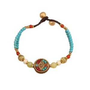 <span class=keywords><strong>Bracciale</strong></span> Etnico Tibetano Nepalese <span class=keywords><strong>con</strong></span> Ciondoli in Rame Direttamente dalla Fabbrica Braccialetto Vintage Fatto a Mano <span class=keywords><strong>con</strong></span> Perline Geometriche e Campanellino - Product Image 5