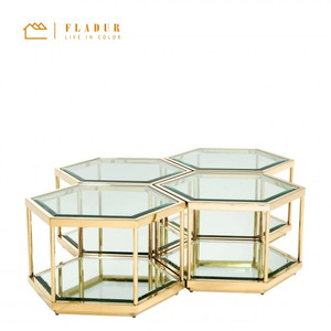 Modern Luxury Mdf <strong>Glass</strong> <strong>Nesting</strong> Stainless Steel <strong>Glass</strong> Top Cheap Home Goods Coffee <strong>Table</strong> - Product Image 1