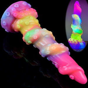FAAK harga pabrik 8 inci multi-warna gurita mainan seks g-spot pijat bercahaya <span class=keywords><strong>Stimulator</strong></span> bersinar dalam gelap tentakel Dildo - Product Image 3