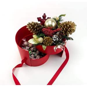 <b>Round</b> Flower <b>Box</b> 7.8 Dia X 7 Inch 2 Tier Red Stackable For Luxury Arrangements Valentine's Day - Product Image 5