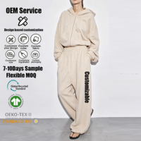 Ensemble de survêtement personnalisé pour femme, coupe oversize, avec sweat à capuche zippé et pantalon de jogging à jambes larges, deux pièces, style loungewear et streetwear, marque privée