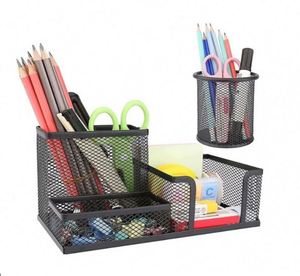 <b>Pen</b> Holder Pencil Holders <b>Pen</b> and Pencil Holder 2 Piece Mesh Stationery Organizer for Desk Pencil Cup <b>4</b> Compartments Welding - Product Image 1