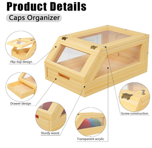 <span class=keywords><strong>Stackable</strong></span> rõ ràng Acrylic hat chủ box với Flip-Top truy cập & Pull-out ngăn kéo bằng gỗ hat tổ chức - Product Image 2