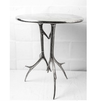 Table d'appoint de haute qualité Table d'appoint de luxe Meubles de salon à dessus arrondi fini argent antique à prix abordable