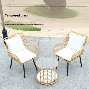 Conjunto de Mesa de Café para Patio, Personalizado, de Ratán, para Dos Personas, con Mesa para Té de la Tarde y Juego de Tres Sillas, Estilo Simple - Product Image 5
