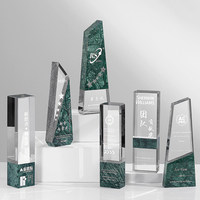 Trophée en verre marbré, plaque de récompense en cristal gravée pour la reconnaissance des employés, les compétitions sportives, le team building