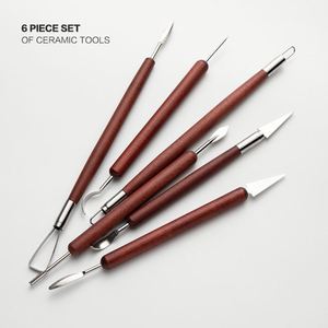 Ensemble de 6 outils de sculpture en argile à double face avec manches en plastique rouge lisse, outils créatifs pour la poterie, modèle DI002, fabriqué en Chine - Product Image 3