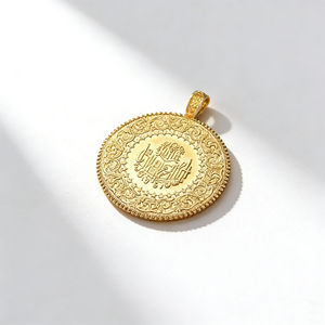 Collana con Ciondolo a Moneta d'Oro Vintage dell'<span class=keywords><strong>Impero</strong></span> Arabo-<span class=keywords><strong>Turco</strong></span>, Medaglione con Ritratto, Catena per Clavicola in Acciaio Inossidabile, Gioielli Personalizzati - Product Image 4