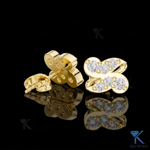 Lab Grown Diamond Filled Abstract Swirl Stud <b>Earrings</b> 14K 18K <b>Solid</b> Gold Brilliant Cut 6 Stone Cluster Fine Women Jewelry - Product Image 1