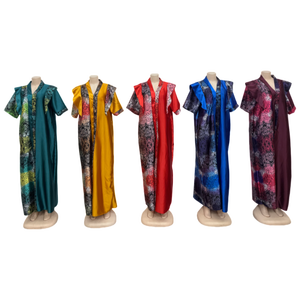 Nuovi Caftani Stampati Oversize all'Ingrosso, Abito Musulmano da <span class=keywords><strong>Donna</strong></span> con Scollo a V e Maniche Corte - Product Image 5