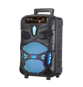 Günstige Promotion Single 8 Zoll PA BT Wireless Multifunktions wiederauf ladbare Box LED-Licht DJ Karaoke Trolley Lautsprecher