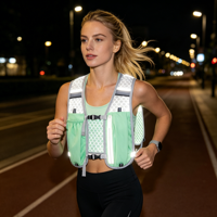 Sac de course à dos avec porte-bouteille, pochette téléphone, bande réfléchissante, respirant, imperméable pour le cyclisme, la course de nuit décontractée, logo personnalisé