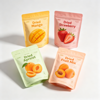 Op maat gemaakte logo-staande ritssluitingszak met transparant venster, voedselveilige PE-plastic, voor gedroogde fruitmix, lage minimale bestelhoeveelheid