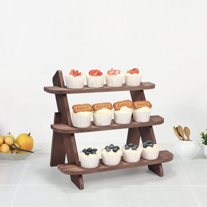 Expositor <span class=keywords><strong>de</strong></span> Madera para Cupcakes, Soporte Rústico <span class=keywords><strong>de</strong></span> Madera <span class=keywords><strong>de</strong></span> 4 Niveles para Exhibición <span class=keywords><strong>de</strong></span> <span class=keywords><strong>Funko</strong></span> Pop, Vendedores, Pendientes y Anillos - Product Image 4
