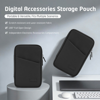 Organisateur de câbles de voyage, étui de rangement durable en polyester imperméable pour appareils électroniques, câbles USB, chargeurs et cartes SD (Noir)