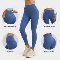 Pantalon de yoga et Pilates pour femme, sensation seconde peau, double face, en nylon et élasthanne, effet push-up, taille haute, sans couture avant, confort et maintien, collant