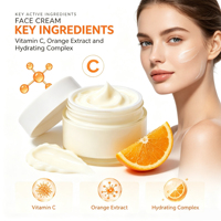 Crème Visage Hydratante Éclaircissante Anti-Âge et Anti-Rides pour Peaux Sèches, Réparatrice Après-Soleil, Apaisante Rougeurs, Correctrice, à la Vitamine C et à l'Argousier