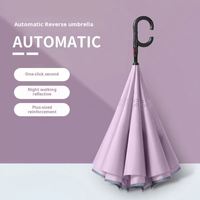 Parapluie inversé personnalisé de type C à double couche, résistant au vent, grand et respirant, pour publicité automobile