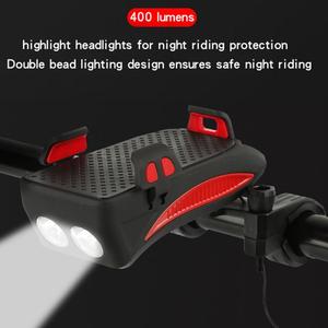 Lampe avant de vélo de montagne VTT rechargeable par USB avec affichage de puissance, klaxon et fonction de lampe torche - Product Image 3