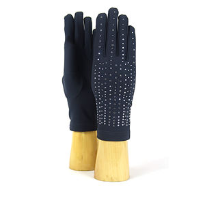 Guantes de Mujer Hechos en Italia, Guantes de Moda, Guantes de Tela con Pedrería. Brillante y para ocasiones elegantes. Material elástico - Product Image 1