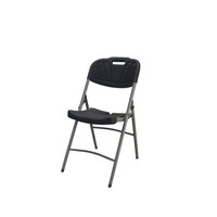 Chaises et table pliantes en plastique pour l'extérieur, couleur noire, en vente