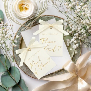 Tarjeta de Propuesta de Dama de Honor con Lazo de Cinta, Etiquetas de Papel con Invitación de Matrona de Honor en Dorado, ¿Quieres Ser Mi Dama de Honor para la Boda? - Product Image 6