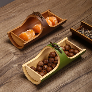 Cesta de postres de bambú estilo japonés, bandeja creativa para té, plato para frutos secos, bandejas de servicio para el hogar - Product Image 4