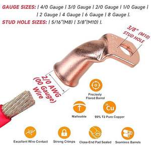 Terminal de cobre de ingeniería química con abocardado de 90 grados para conexión de cables - Product Image 3