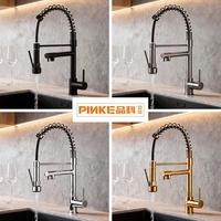 Robinet de cuisine de luxe moderne en acier, monocommande, avec douchette extractible, à poser sur plan, avec cartouche céramique, monotrou, eau chaude/froide, style ferme