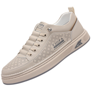 Y3OPA Zapatillas de deporte de malla transpirable de verano para hombre, zapatos informales blancos con cordones y punta redonda - Product Image 5