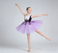 Robe de fête de Noël violet foncé Belle scène Performance longue robe lyrique filles Performance robe de danse
