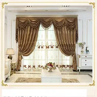 リビングルーム用のバランスと布製タッセル付きホームデコレーションファンシージャカードカーテン